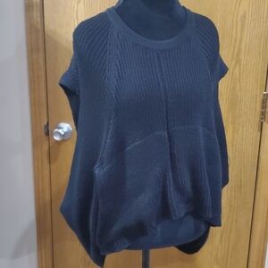 Premise nwt giza black knit open side sweater kangaroo pocket
